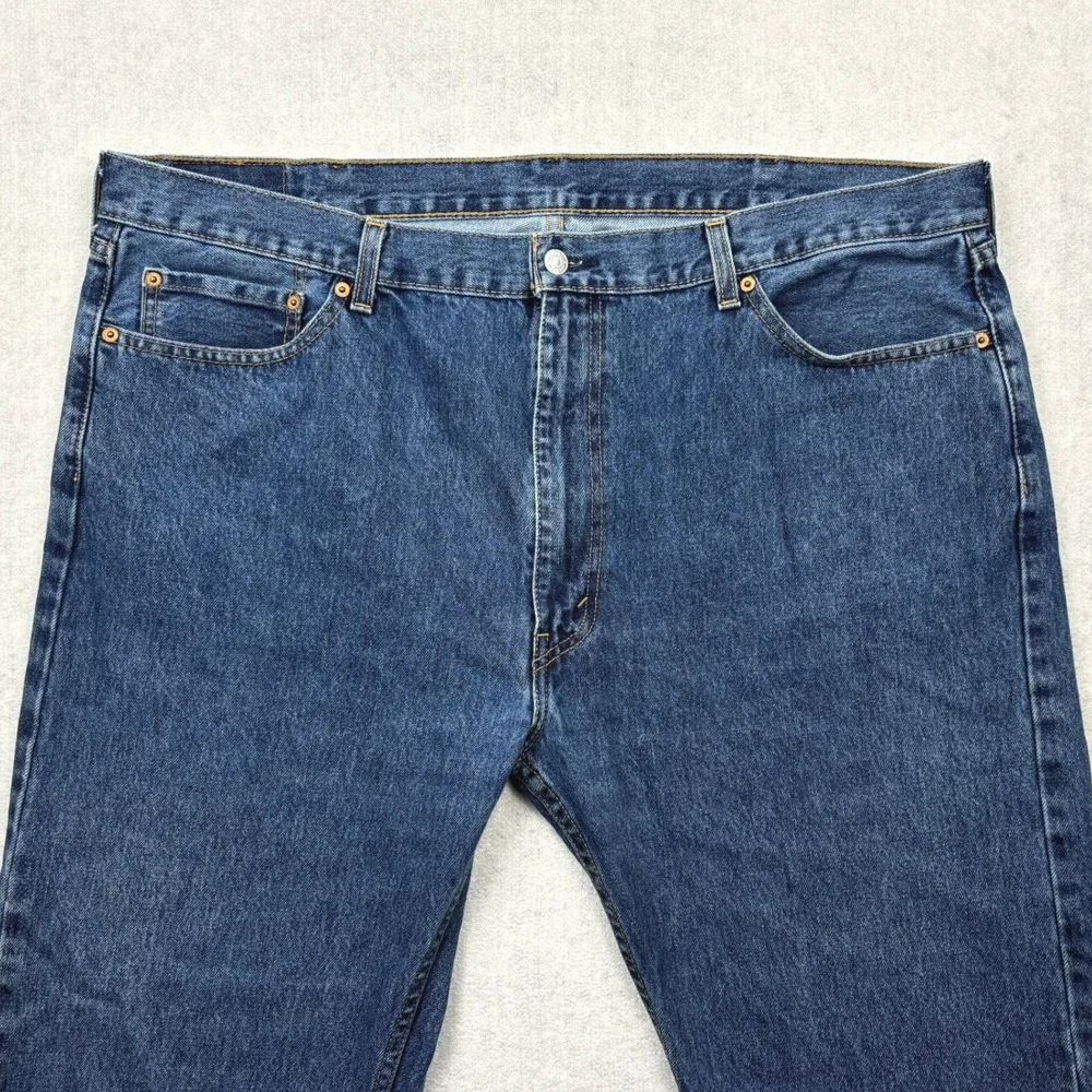 Levis 505 Mens 44x30 Regular Fit Straight Leg Medium Wash Blue Denim Jeans 44